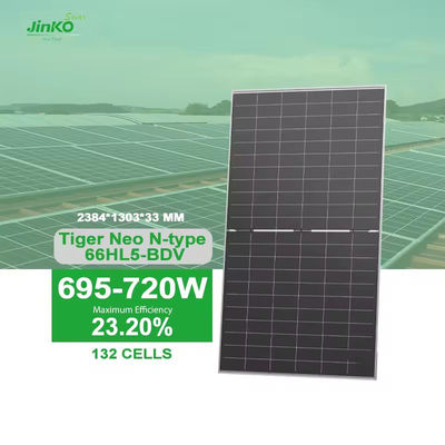 695W 700W 710W 715W 720 Watt Bifacial Dual Glass Solar Photovoltaic Panel met een vermogenstolerantie van 0- 3%