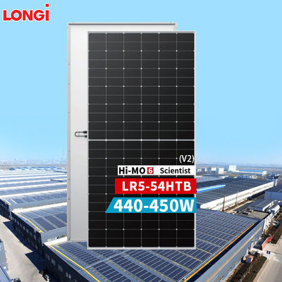 LONGi Hi-MO 6 LR5-54HTB 440-450M Halve cel bifaciale zonnepanelen geheel zwart 440W-450W 23%