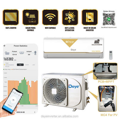 Met timer voorzien Zonne-energie-airconditioner OFF GRID DC 48V Split Hybrid Draagbaar