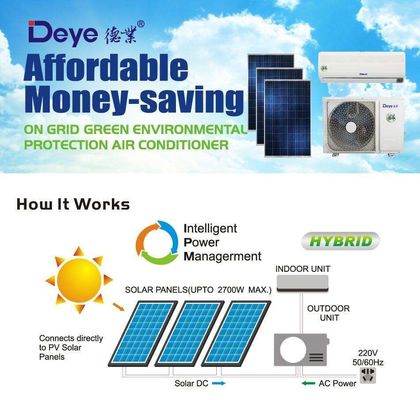 Met timer voorzien Zonne-energie-airconditioner OFF GRID DC 48V Split Hybrid Draagbaar