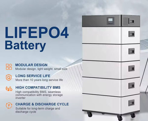 Stapelbare modulaire 51.2v Lifepo4 Lithium Ion Home Solar System 6000 Times 208Ah energieopslagbatterij