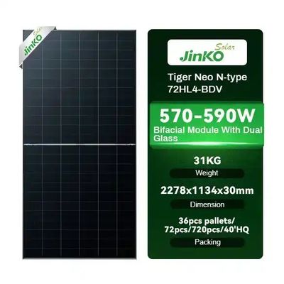575W Jinko Tiger Neo N-type 72HL4-BDV Bifaciale zonnepanelen voor zonne-energiesysteem