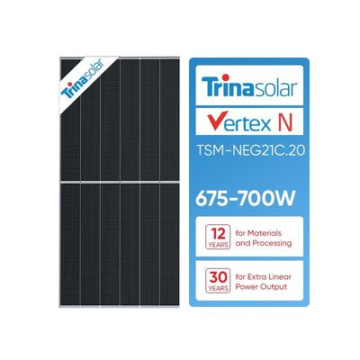 Trina Solar Vertex dubbele glasmodule TSM-NEG21C.20 670w 675w 680w 685w 690w 695w