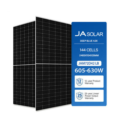 630W JA Zonnepaneel N-type Bifacial Half Cell PV voor 22,5% en Front 3000Pa / 5400Pa