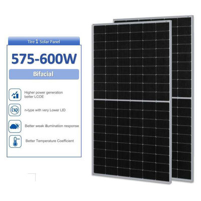 575-600W Bifaciale halfcel dubbelglas Ja PV zonnepanelen met IEC ISO TUV-certificaat