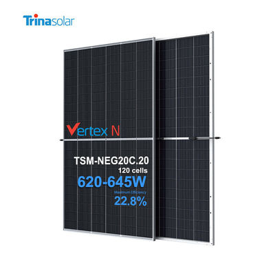 Panel afmetingen 2172x1303x33mm Trina 620-645W zonnepaneel Goed ontworpen voor paneelsysteem