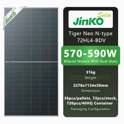 Jinko 580W Tier 1 zonnepanelen met CE TUV-certificering en IP68-gekwalificeerde aansluiting