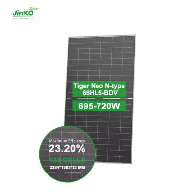 Half-cut mono fotovoltaïsch zonnepaneel 700w N type HJT Bifaciale vermogenstolerantie 0- 3%