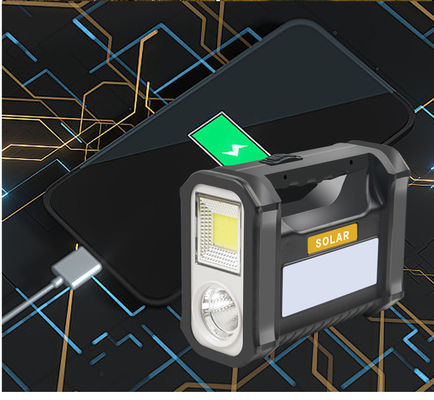 Draagbare outdoor-activiteit zonnebatterij verlichting kit met zaklamp / powerbank
