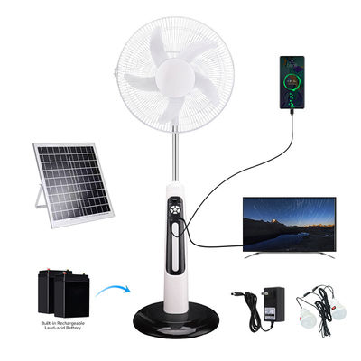 20W zonne-oplaadbare ventilator ingebouwd in LED-verlichting 3 snelheid zonne-vloerventilator