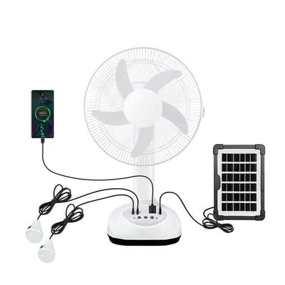 12 inch woninggebruik zonne-oplaadbare ventilator 6V AC DC met led-nachtlicht